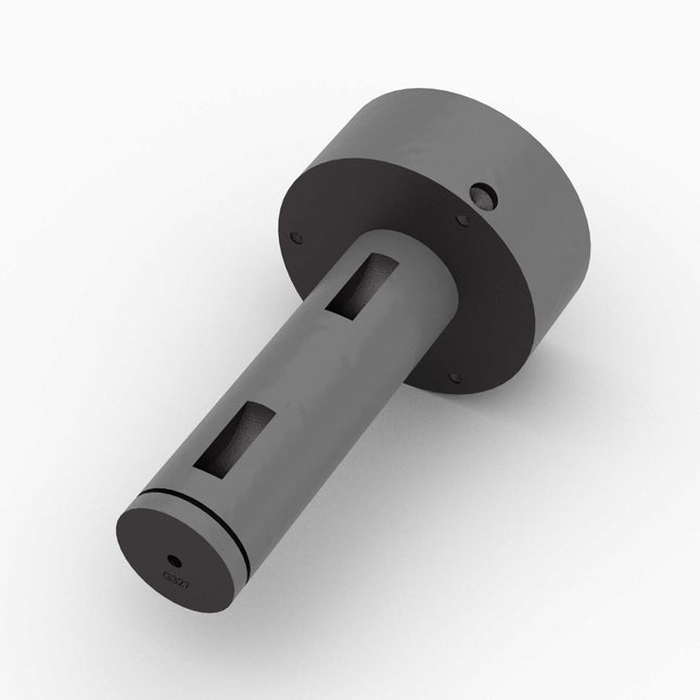 G327 - Gudgeon, 1-1/2" x 5" Lg, 2 x 3/8" Woodruff Keyways & Snap Ring Groove, Cast Iron